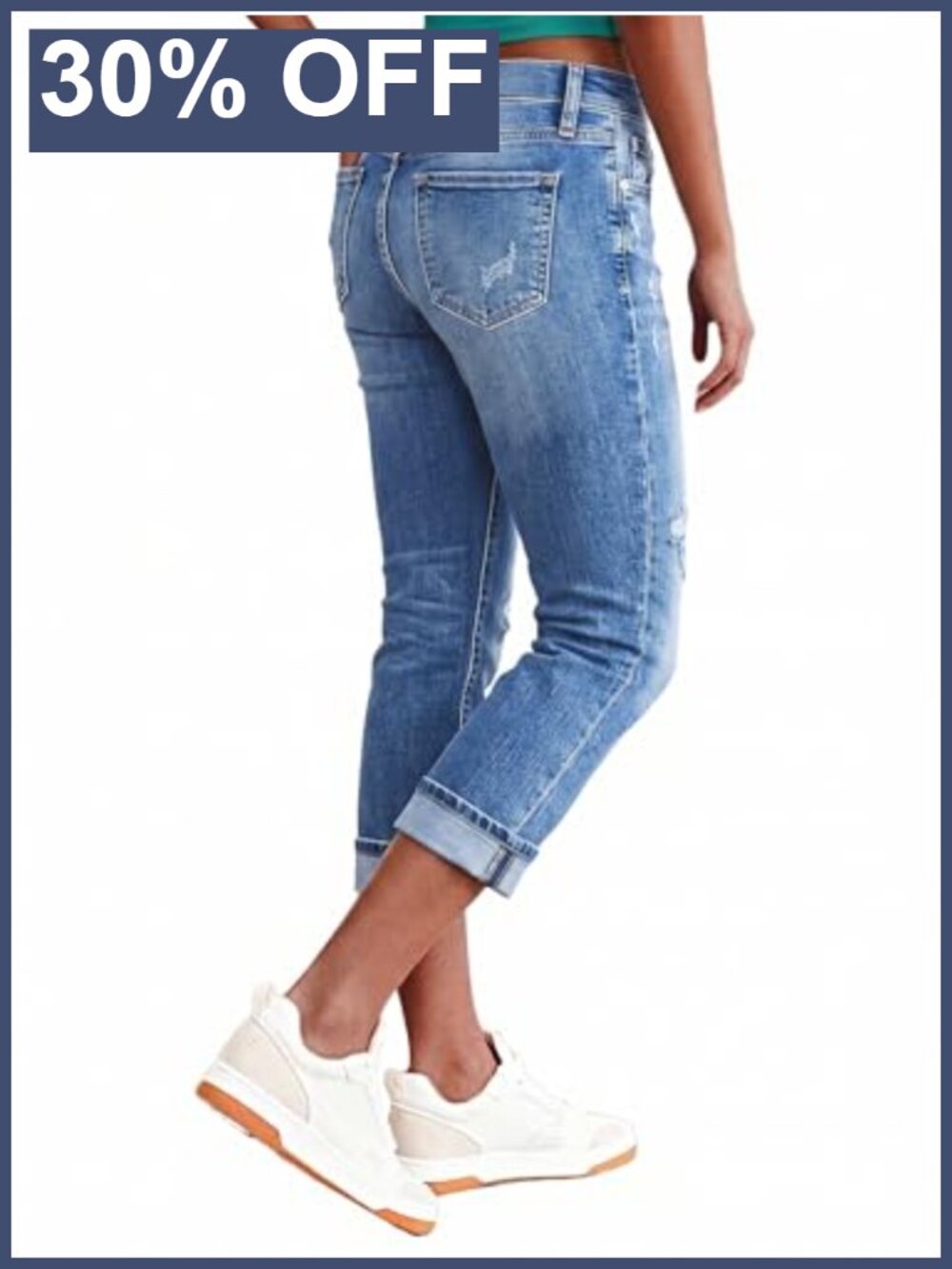 Mid Rise Skinny Capri Jeans for Women High Stretch Denim Casual